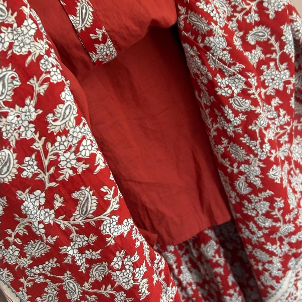 Madewell Pintucked Puff-Sleeve Midi Dress Floral Boho in Ground Madder Size 2 - Picture 13 of 15